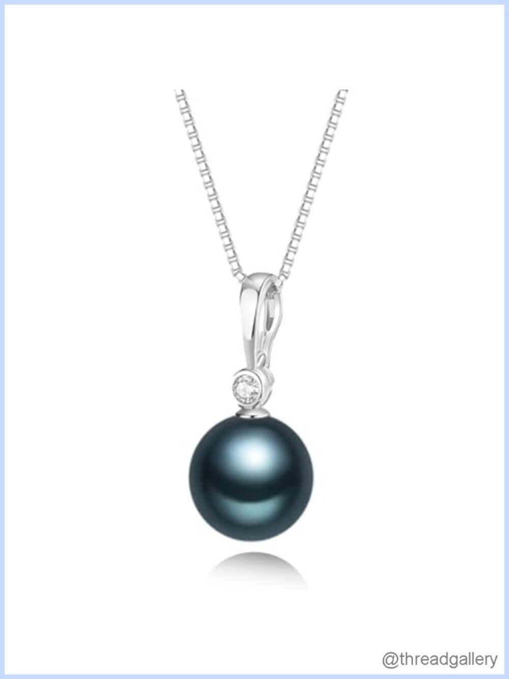 Tahitian Black Pearl Pendant Necklace 925 Sterling Silver Round 11-13mm
